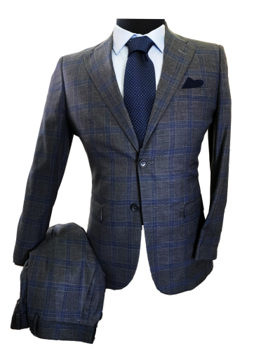 Terno gris cuadros dos botones